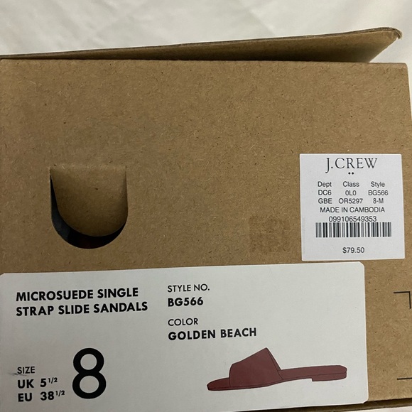 J Crew Microsuede Single Strap Orange Slide Sandal size 8 NIB - Picture 4 of 5